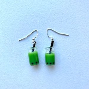 Boba Earrings - Green - Brand New!